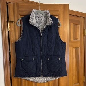Dry Goods Navy Quilted Vest with Gray Sherpa Lining
